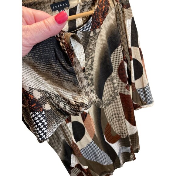 Tribal Geometric Artsy Design Pullover Sheath Tunic Dress Sz L - Picture 4 of 10